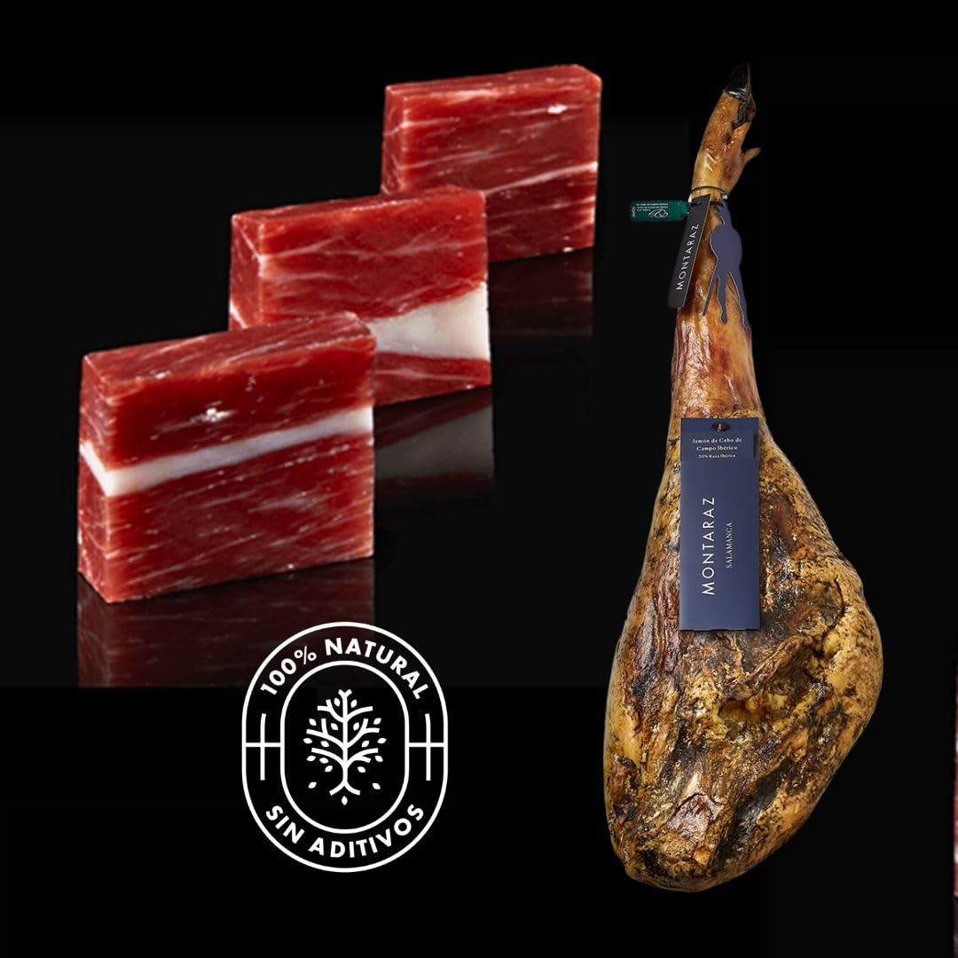 MONTARAZ® Jamon Iberico de Cebo de Campo | 50% Raza Ibérica | Curación 24 Meses | Pieza Entera de 7,5-8,5 kg | Jamón Ibérico de Cebo de Campo Calidad Gourmet | Sin Aditivos ni Conservantes — view 9
