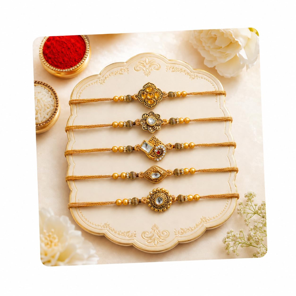 Dreamica Rakhi Set for Brother with Greeting Card And Tilak Set