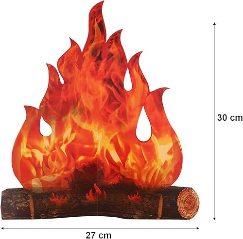 Miniatura 8 de Boao Centro de mesa de fogata de cartón decorativo 3D, fuego artificial, llama falsa, antorcha de llama decorativa para fiesta (naranja dorado)