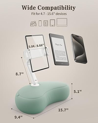 Miniatura 6 de SAIJI Soporte de almohada Kindle, soporte para iPad compatible con Kindle de 4.7 a 15.6 pulgadas, teléfono, iPad, soporte ajustable de 360 para