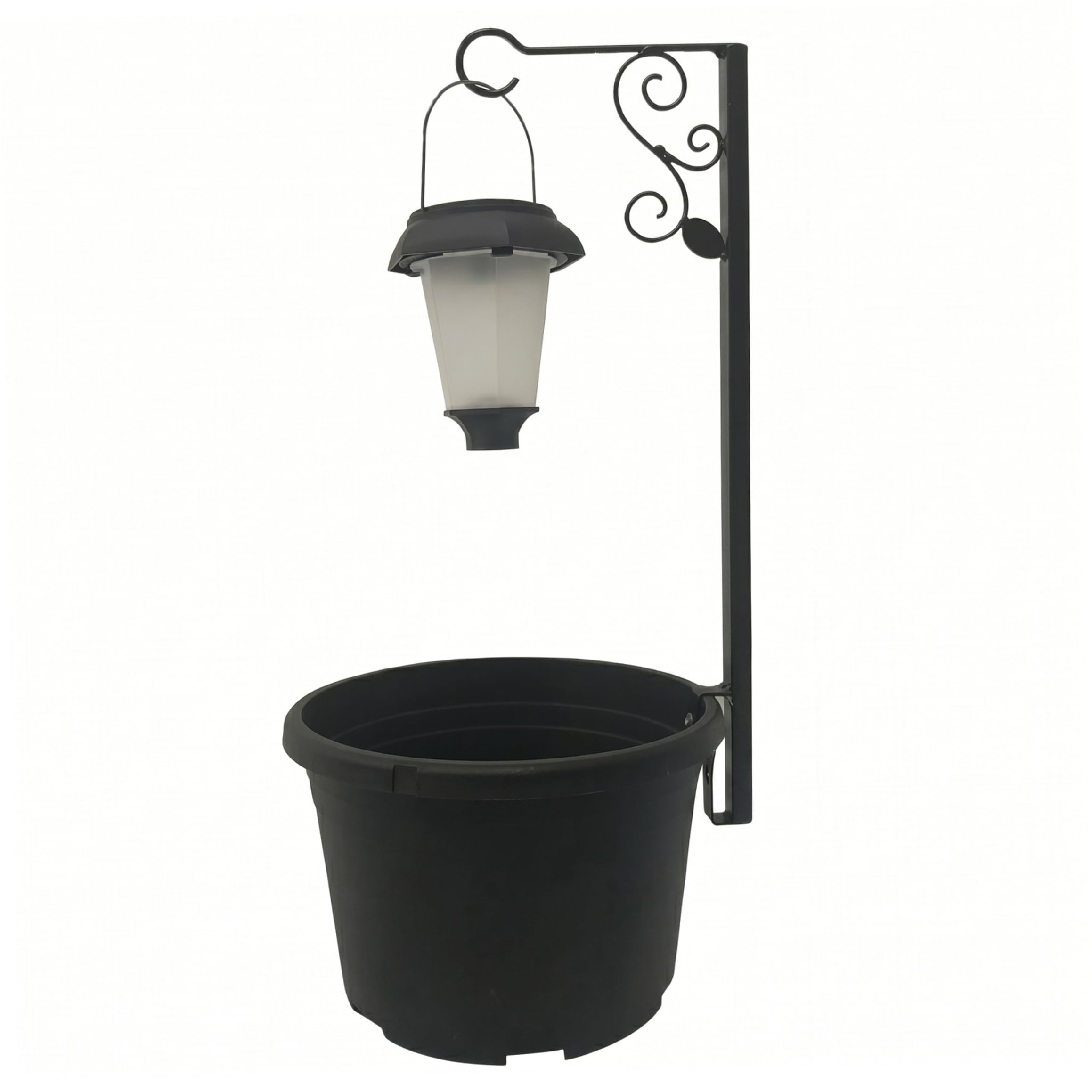 Gemuseeee Solar Light Planter Waterproof Solar Lamp Post with Planter Auto Light Control for Patio Yard Outdoor Decor (Black)