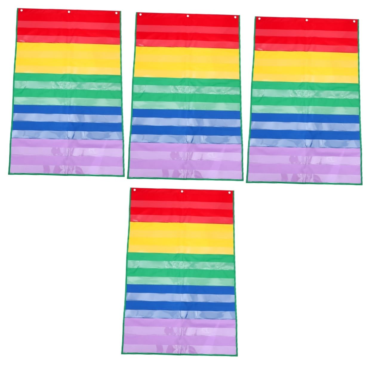VILLCASE 4piezas Organizador De Tarjetas Didácticas Colgante Soporte De Carteles Para Aula Para Clases Guarderías y Hogar Bolsillos Transparentes Para Almacenamiento De Tarjetas y