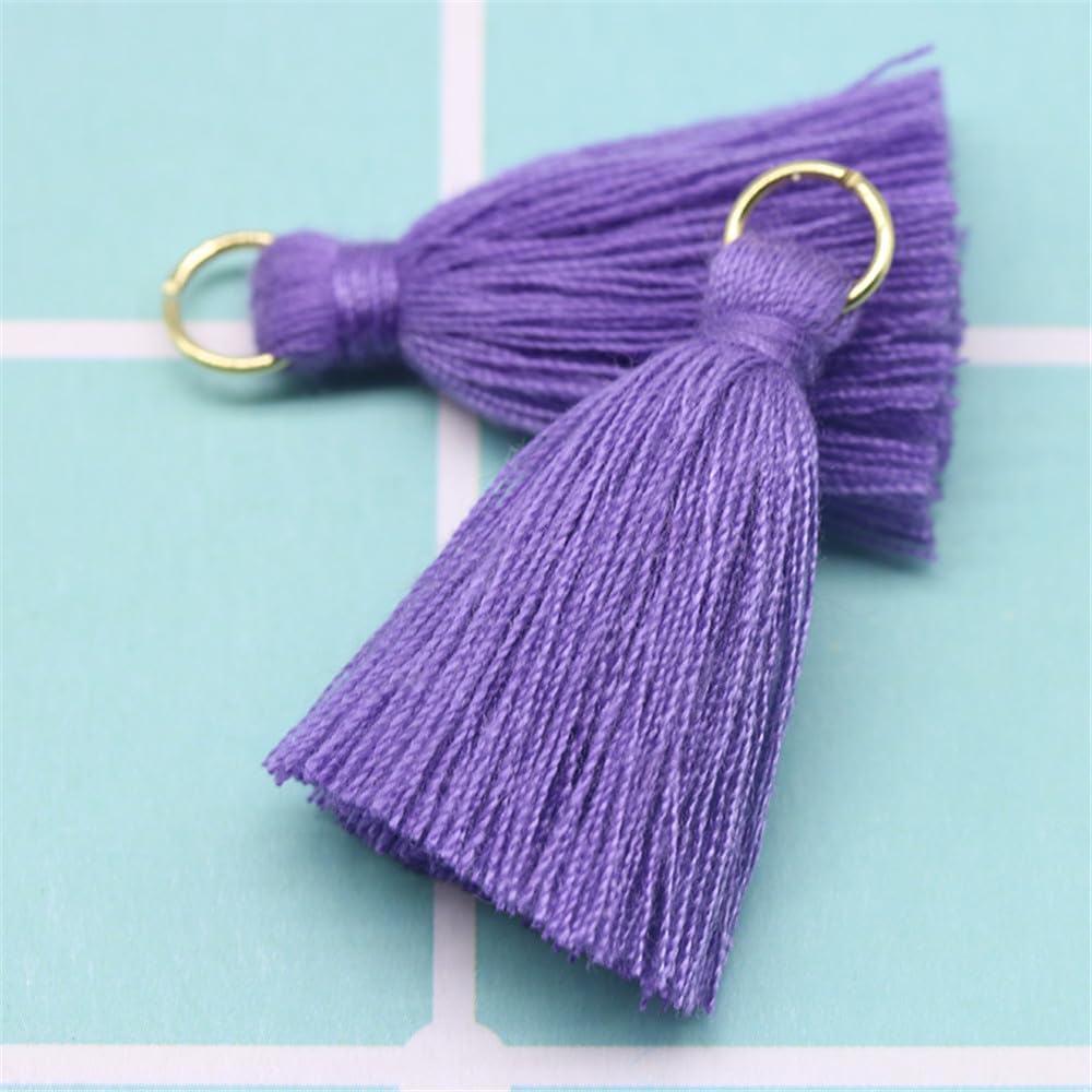 40 Pieces 3cm Handmade Cotton Tassel Mini Craft Tassels Small Decorative Tassels Pendant Tiny Bookmark Tassels Fringe Trim Cotton Key Chain Tassels for DIY Craft Supplies Home Decor (Purple)