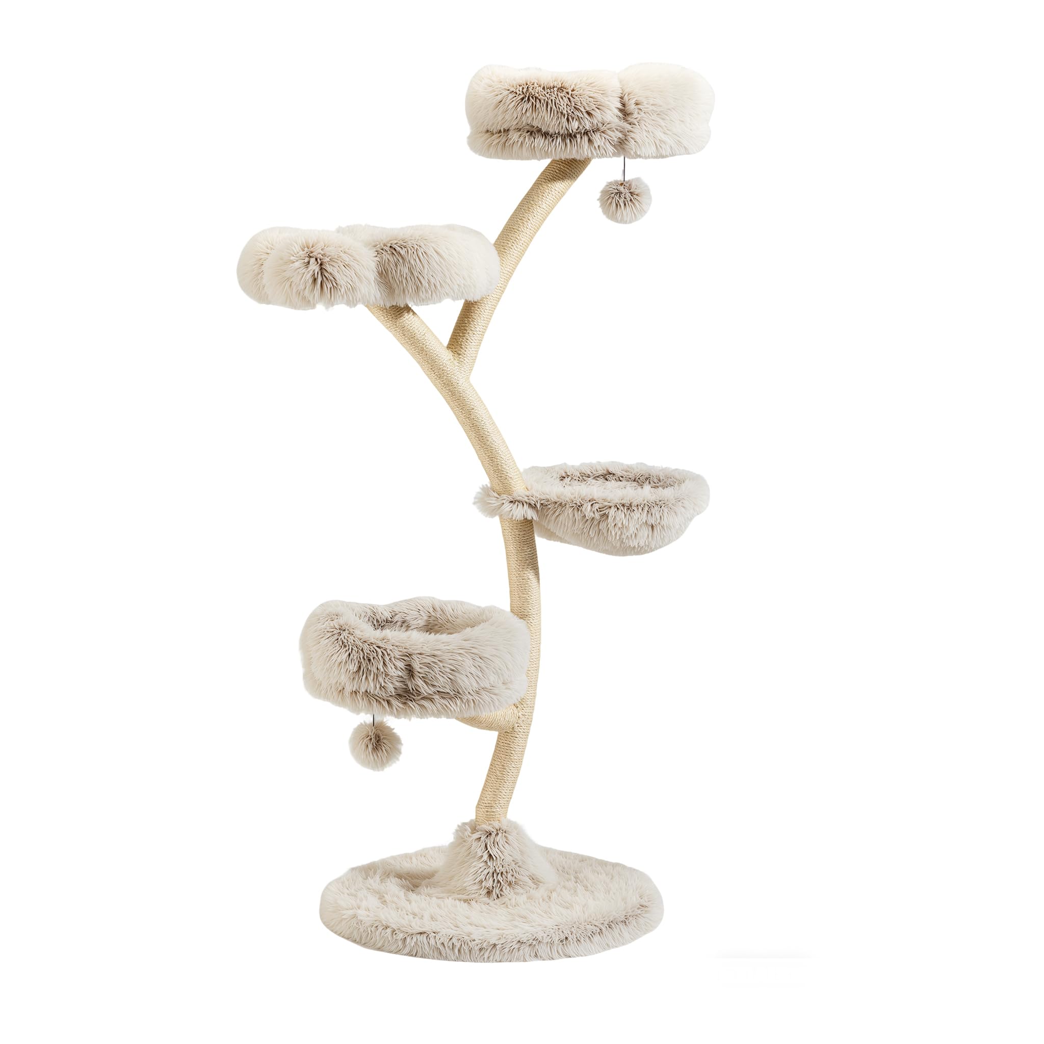 Fudajo Modern Cat Tree 59 x 59 x 155 cm, Scratching Post with Plush and Sisal, Furniture for Cats, Post with Play Ball