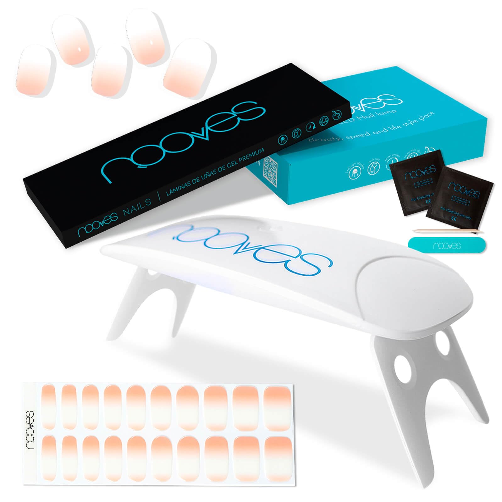 Nooves Premium Manicure Set Gel Sheets for Nails 5 Pieces, Nude Baby Boomer