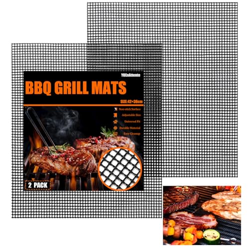 2 Pièces Grille Barbecue decoupable, 42x36 cm Tapis de Cuisson Barbecue Réutilisables et...