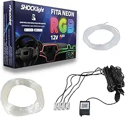 Fita Led Automotiva Neon Luz Interna RGB 4 Canhões Tubo Guia 6 Metros Mude Cor Pelo App Shocklight SL-FTRGB4
