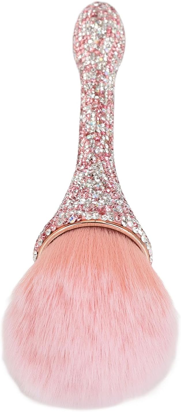 Nail Dust Brush Nail Dust Cleaning Brush Comfortable Grip Prevent Deformation Nail Art Powder Remover Brush for Makeup or Acrylic UV Gel Nail Arts (Pink)
