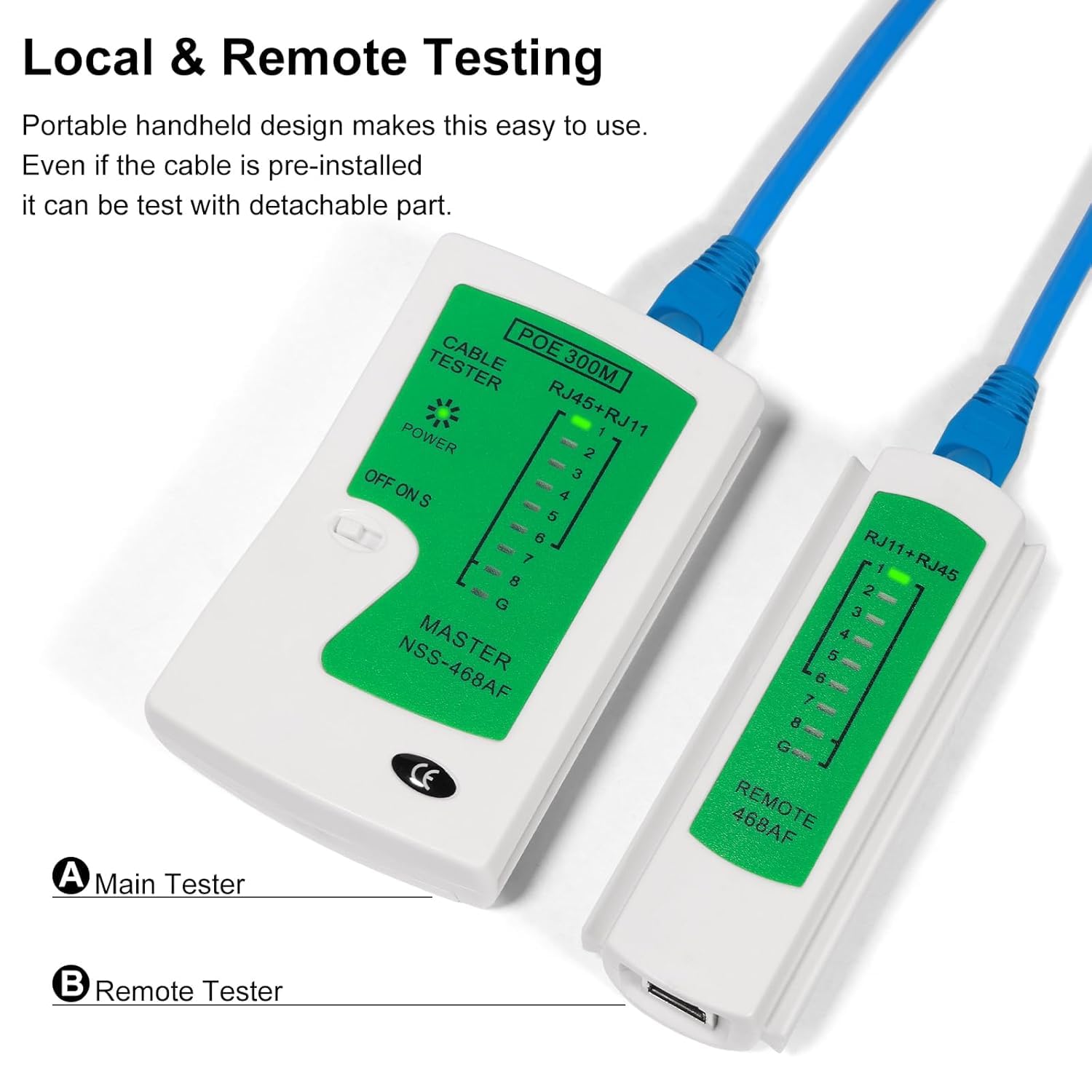 SEEMECX RJ45 RJ11 LAN Cable Tester with Battery| Multi-Function Network Wire Checker for Cat5, Cat6, Cat7 Ethernet & Telephone Lines 3