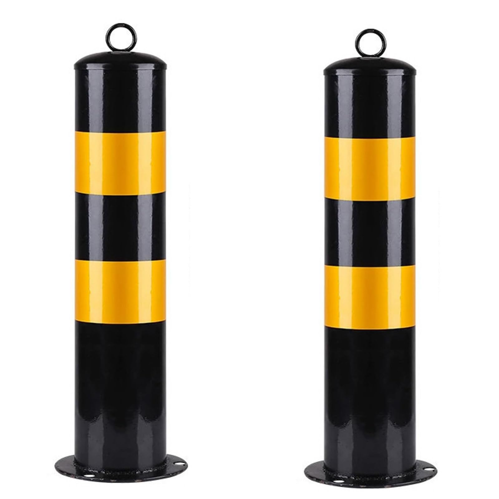 YNBSHGAA Traffic Bollard with Reflective Tape, Durable Metal Safety Post for Parking Lot Barriers and Safety Control,Black-2pcs