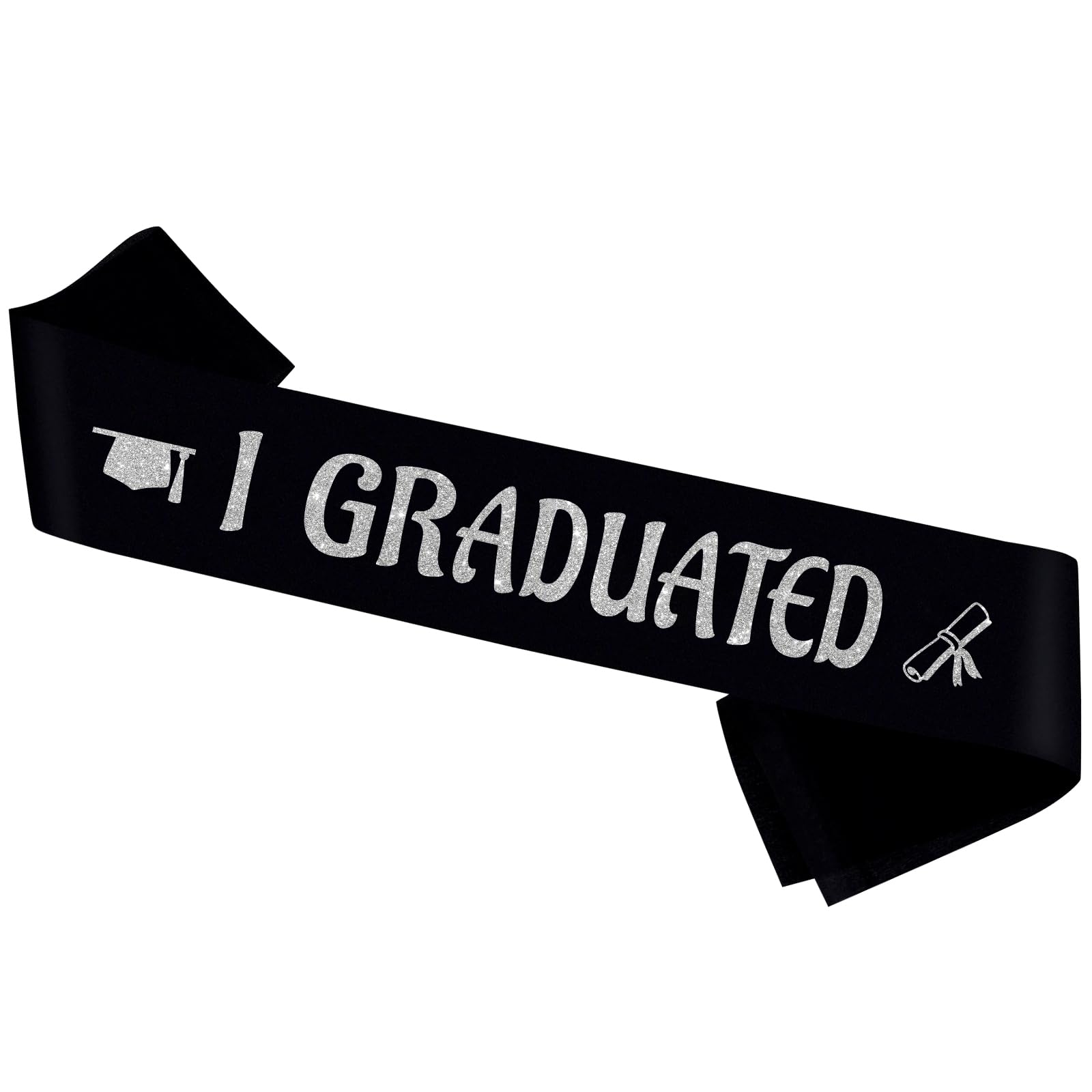 I Graduated Sash,Black Sash with Silver Foil Congrats Graduation,Senior 2026 Gifts .Class of 2026 Party Decorations,Cheerleader Sash