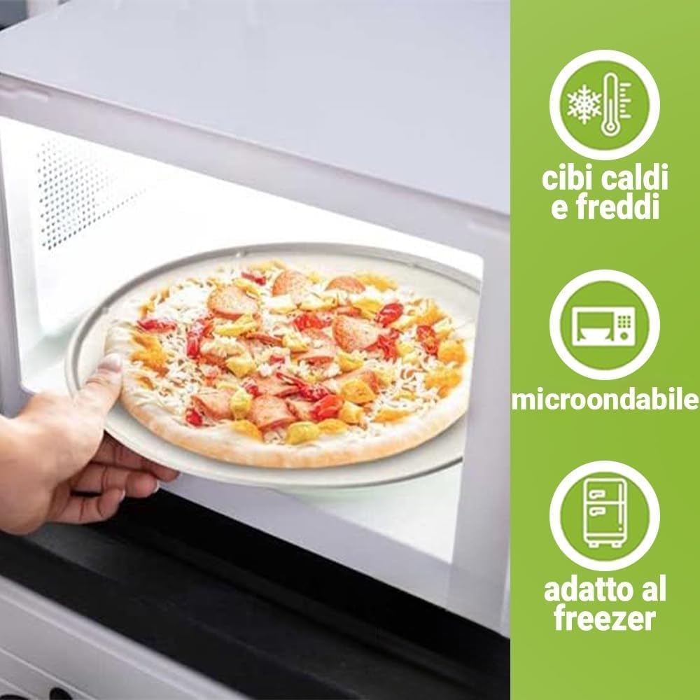 50 Piatti Pizza Bianchi in Polpa di Cellulosa 32cm, Ideale per Pizza, Piatti Impermeabili adatti al Microonde, Biodegradabili e Compostabili