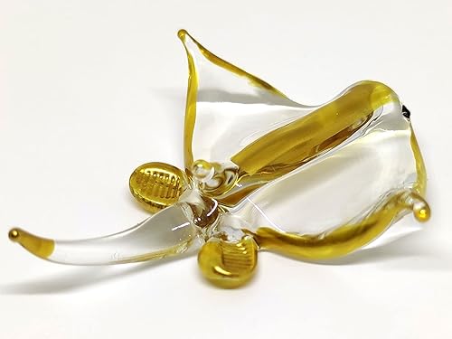 Miniatura 5 de Manta Ray - Pequeñas figuras en miniatura de animales soplados a mano, arte de vidrio soplado a mano, regalo coleccionable para decorar (oro