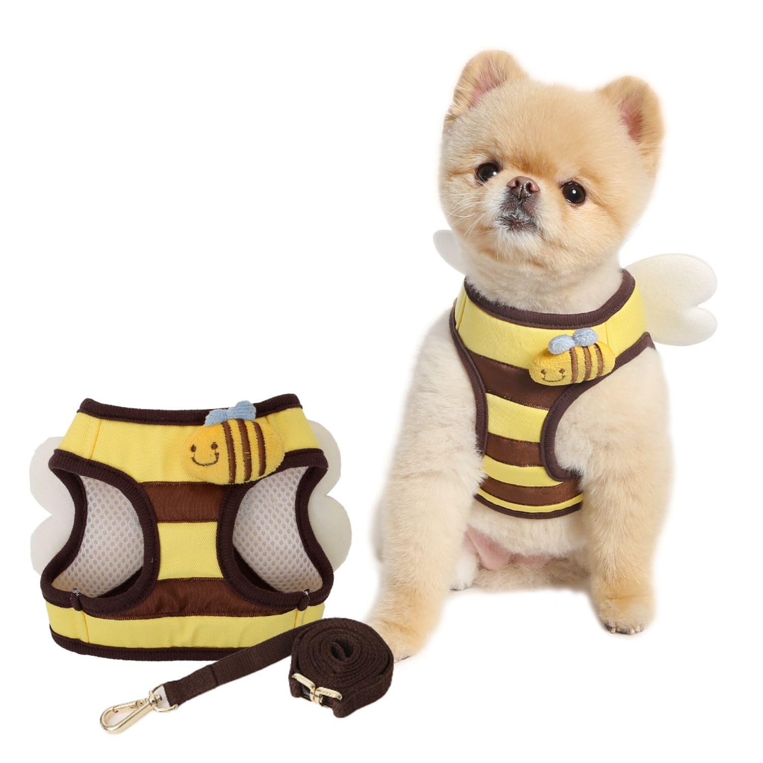 Its Dog & Kangachi - Arnés de Abeja con Correa, Arnés Honeybee, Arnes para Perros, Arnes para Vestir Moderno y Elegante, Ajuste Ergonómico, Perros Pequeños y Medianos, Made in Korea, Talla S
