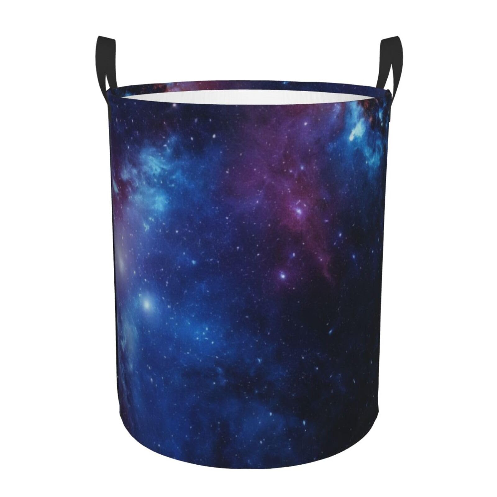 Circular Laundry Basket | Blue & Purple Galaxy | Foldable Laundry Hamper, Waterproof Oxford Cloth Dirty Laundry Basket With Handles, Toy Storage Basket For Bedroom, Bathroom, Office, College Dorms