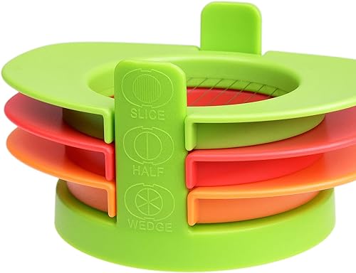 Miniatura 8 de Juego de rebanador de huevos con 3 cortadores - Corta huevos duros en rodajas finas, gajos o mitades - Rebanar huevos manualmente fácil - Sin