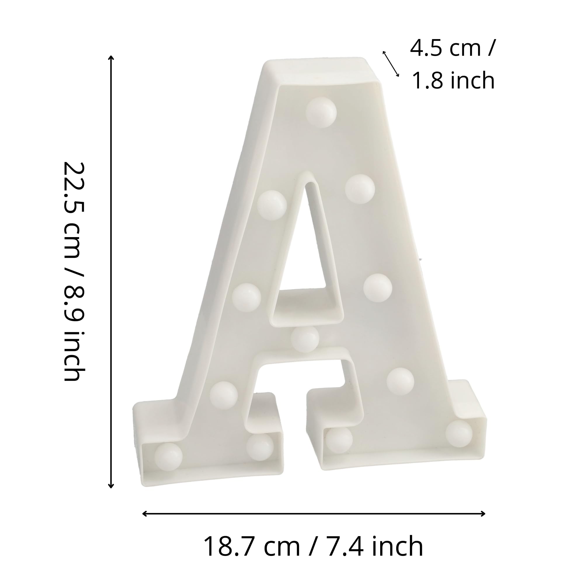 Jandei - Letras LED Iluminadas, Letra A con Luz Blanca Cálida