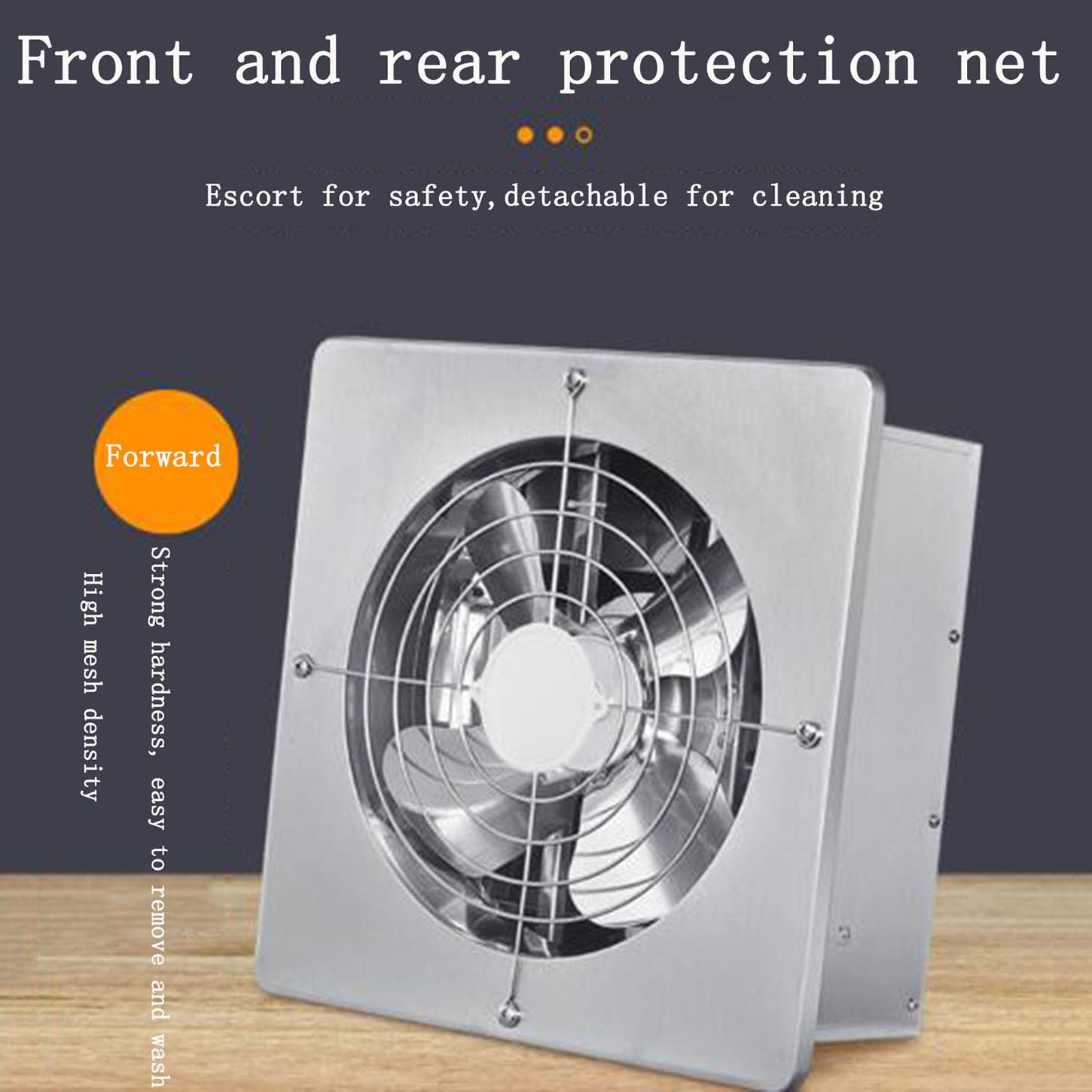 Ventola Aspirazione con Interruttore,Acciaio Inossidabile Estrattore Aria Silenzioso,Rete di Sicurezza Anteriore E Posteriore,1375 Giri/Min Aspiratore Bagno,per Cucina,Garage,10 Inches
