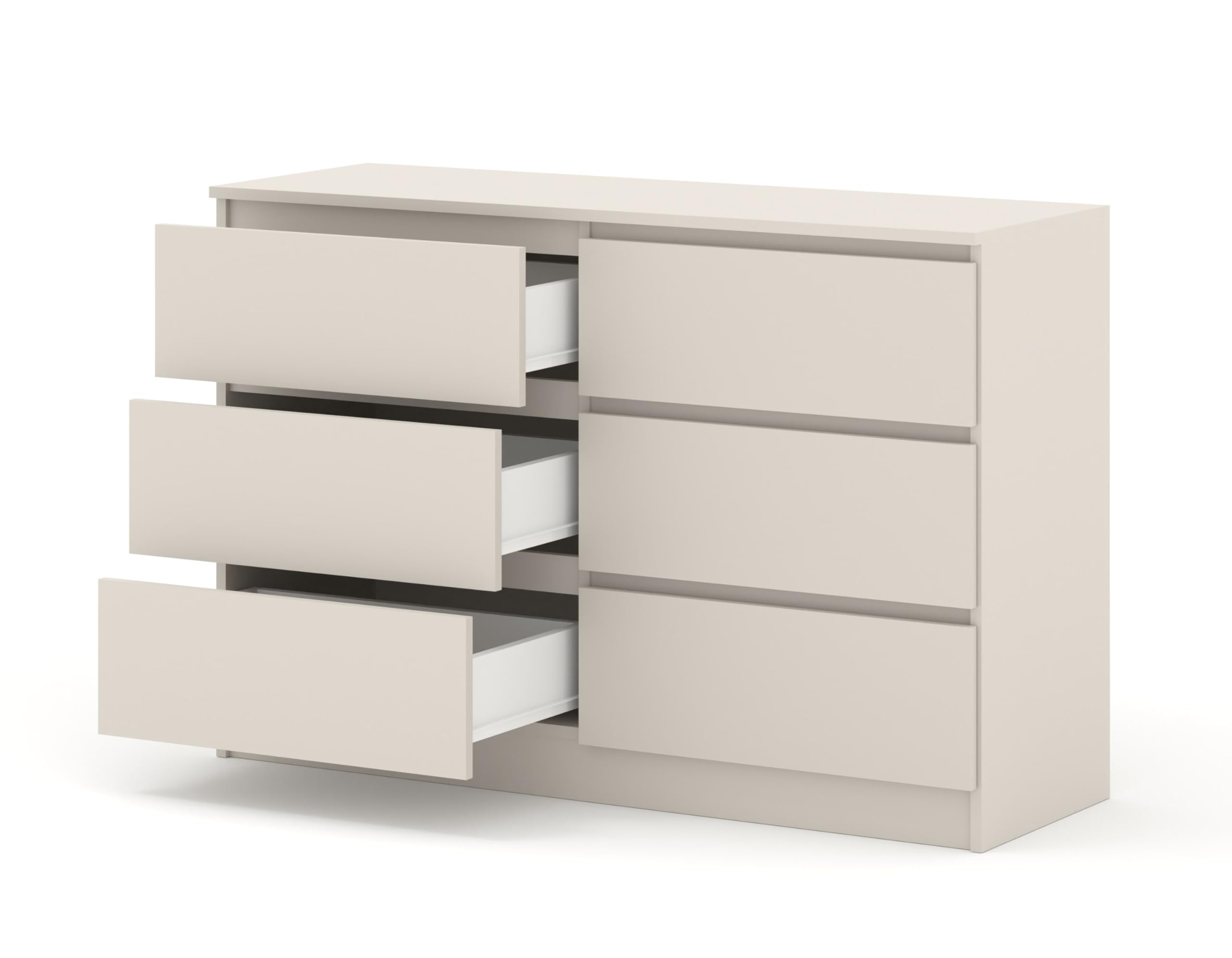Homlando Cassettiera Maja S6, 120 x 40 x 80,5 cm, con 6 cassetti, credenza moderna senza maniglie, stabile cassettiera per corridoio, camera da letto o ufficio (cashmere)