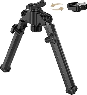 Rail Bipod with 360° Swivel, 7 Adjustable Heights, and Quick Deploy Legs, Enhance Shooting Stability with Easy Carry Folding Design - CALFVIC