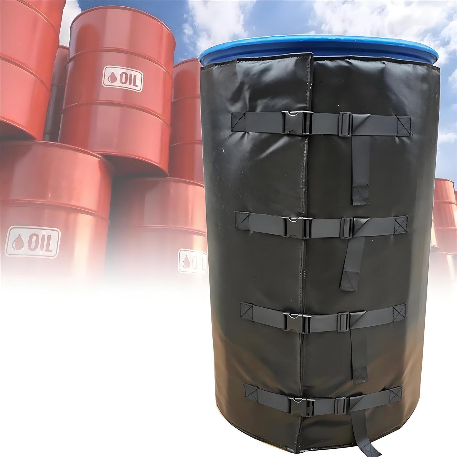 MRVAKDYDI Oil Barrel Heating Blanket, IBC Ton Barrel Heater With Waterproof Adjustable 0-150C For 200L/1000L Grey/Black(Black,120℃200L)