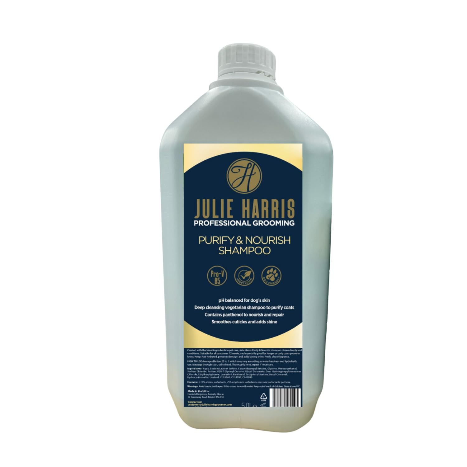 Julie Harris Professional Grooming Purify & Nourish Deep Cleansing & Conditioning Shampoo | 5L | A Favourite Of Grooming Professionals