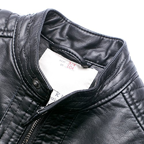 LJYH Boys Leather Jackets New Spring Biker Children Girls Collar Quilted Motorcycle Faux Leather Zipper Coats Black 9/10yrs4