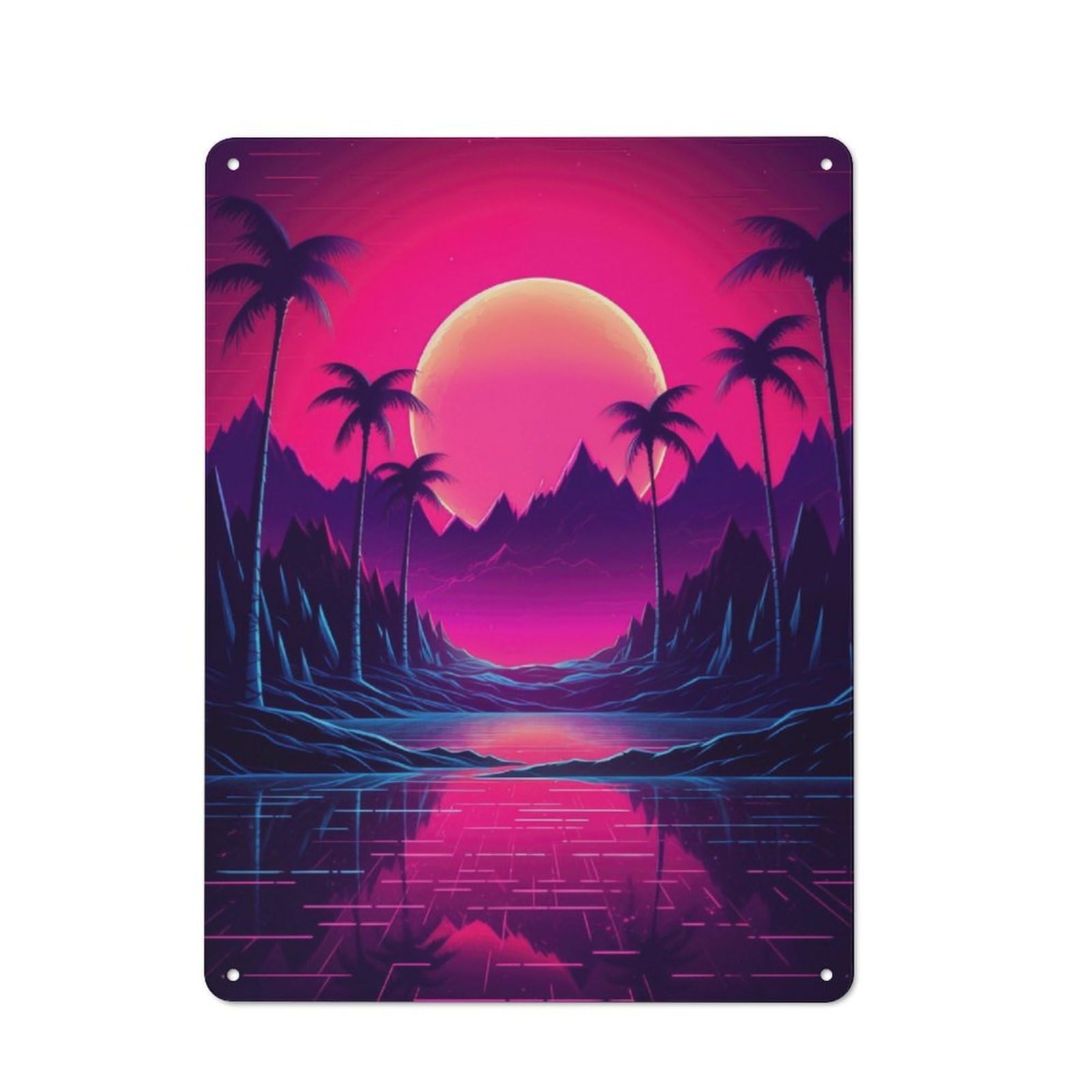 Junmoney Tropical Twilight Harmony Rustic Metal Sign 40X30cm Featuring For Living Room Wall, For Vintage Wall Decor Fans, For Metal Sign Collectors