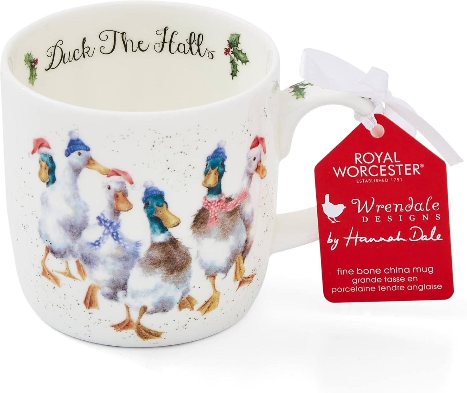 Royal Worcester 14 Oz Duck The Halls Christmas Mug with Duck Design - Fine Bone China Winter Holiday