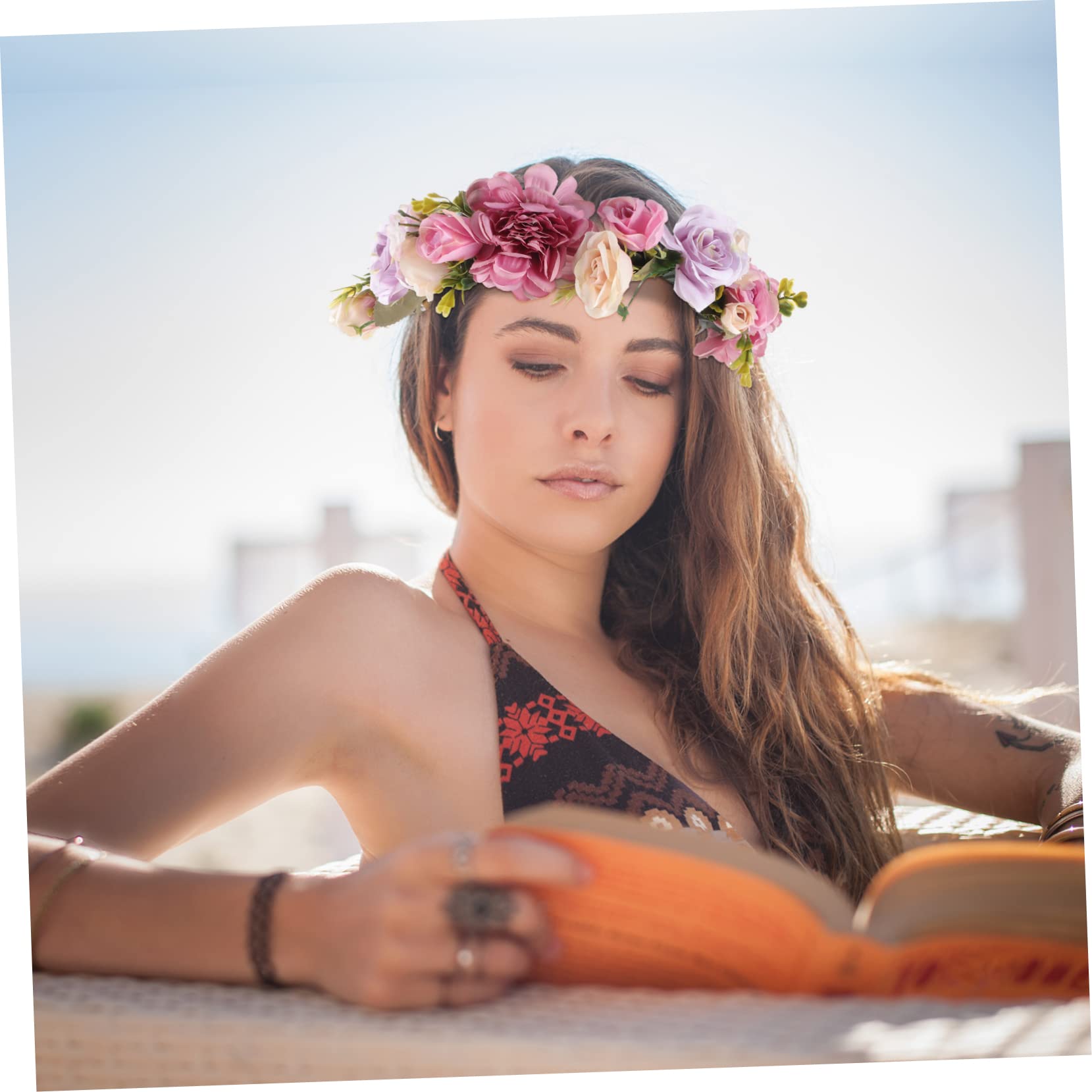 FRCOLOR 4 Stück Braut Blumenstirnband verstellbares Blumenstirnband hochzeit kopfschmuck wedding hair accessories brauthaatschmuck Kopfbedeckung mit Blumenkrone Hochzeitsblumen-Stirnband