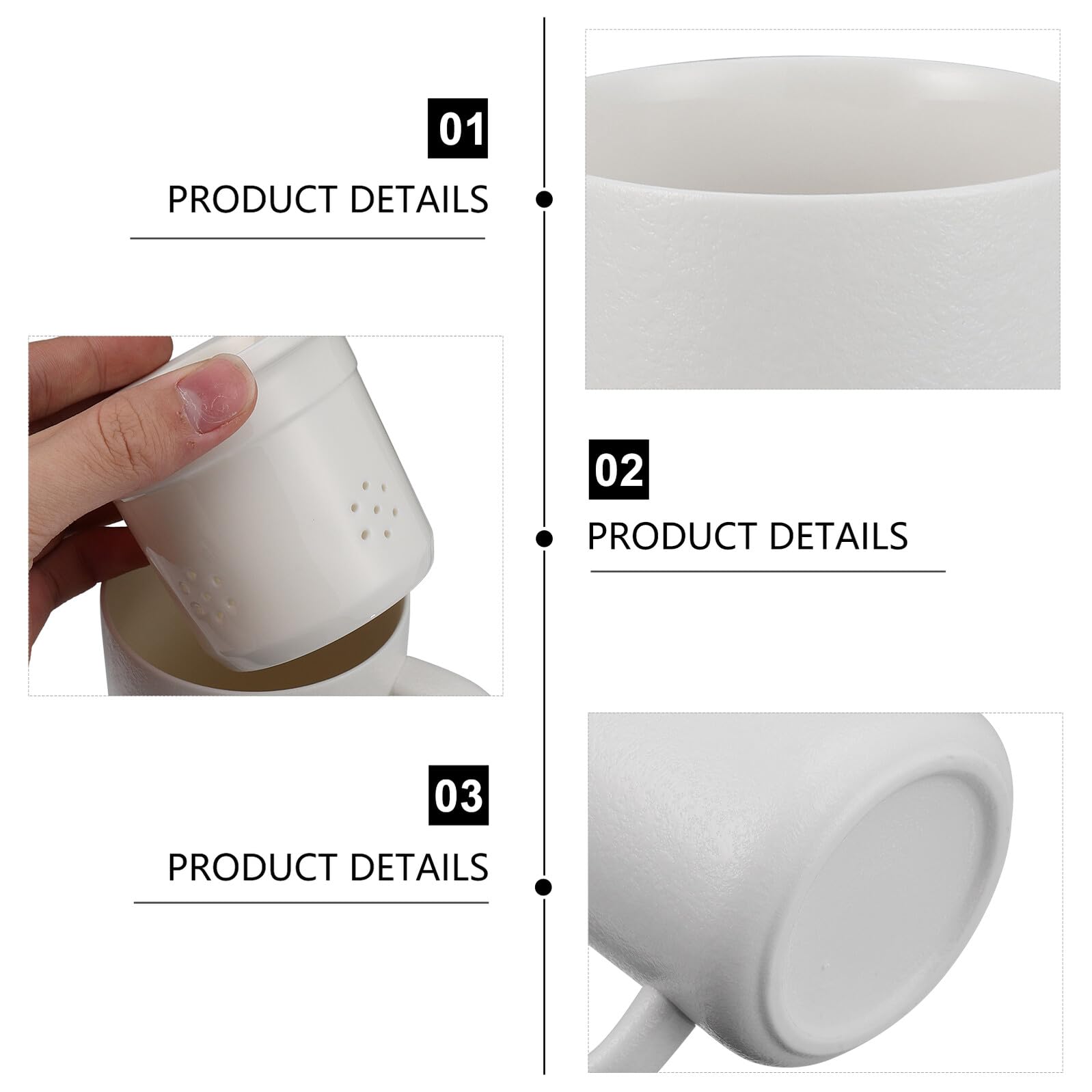 Keramik Teebecher 400ml mit Deckel und Teesieb Weißer Moderner Wasserbecher für Büro und Zuhause Stilvoll und Praktisch zum Trennen von Teerückständen