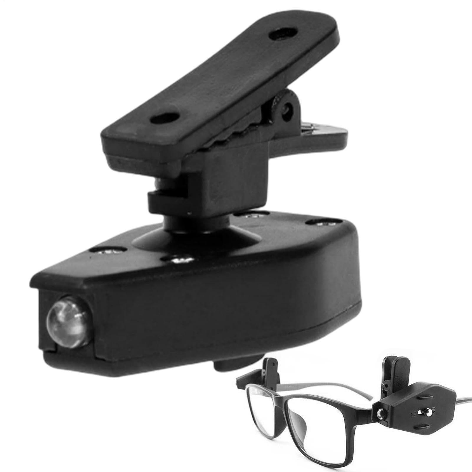 Lampada a clip per occhiali LED regolabile luce da lettura torcia elettrica campeggio corsa