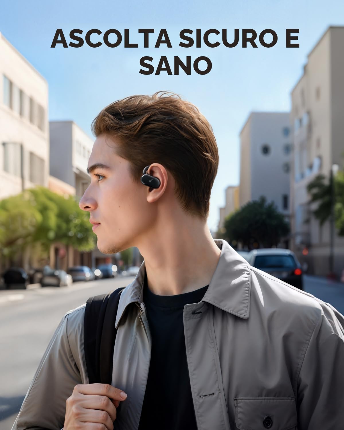 soundcore V20i di Anker Cuffie auricolari aperte, ganci per le orecchie regolabili, ultra-comfort, vestibilità aderente, suono potente, chiamate chiare, IP55, luci LED, 36 ore di riproduzione
