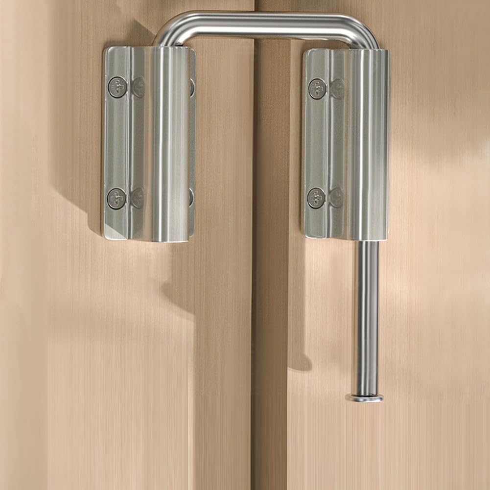 Adjustable Multi-Angle Door Latch for Aluminum Alloy Doors, No Drill Needed with 80mm Screw Spacing, Versatile 90° and 180° Installation for Uneven Surfaces, Secure Positioning Bolt(silver)