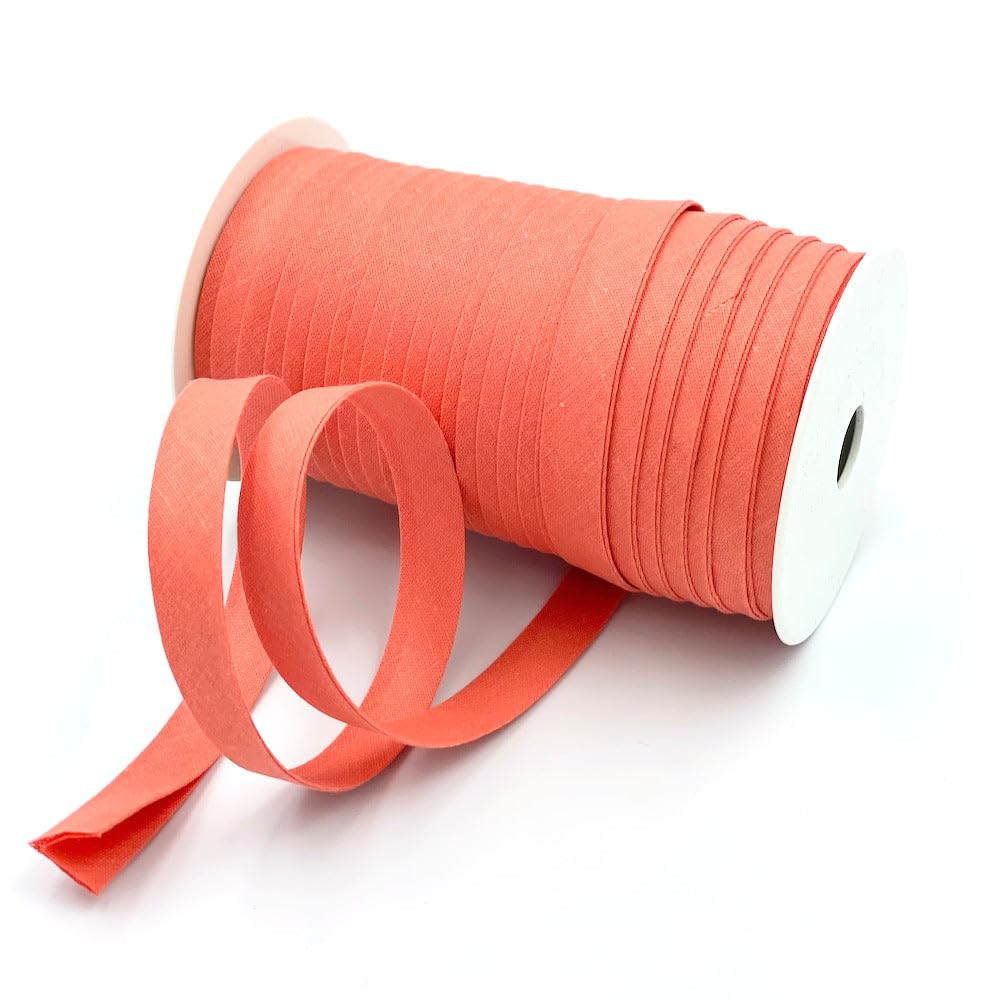 Craft Cult 12mm Plain Double Fold Bias Binding Tape - 25 Metre Roll (83 - Coral)