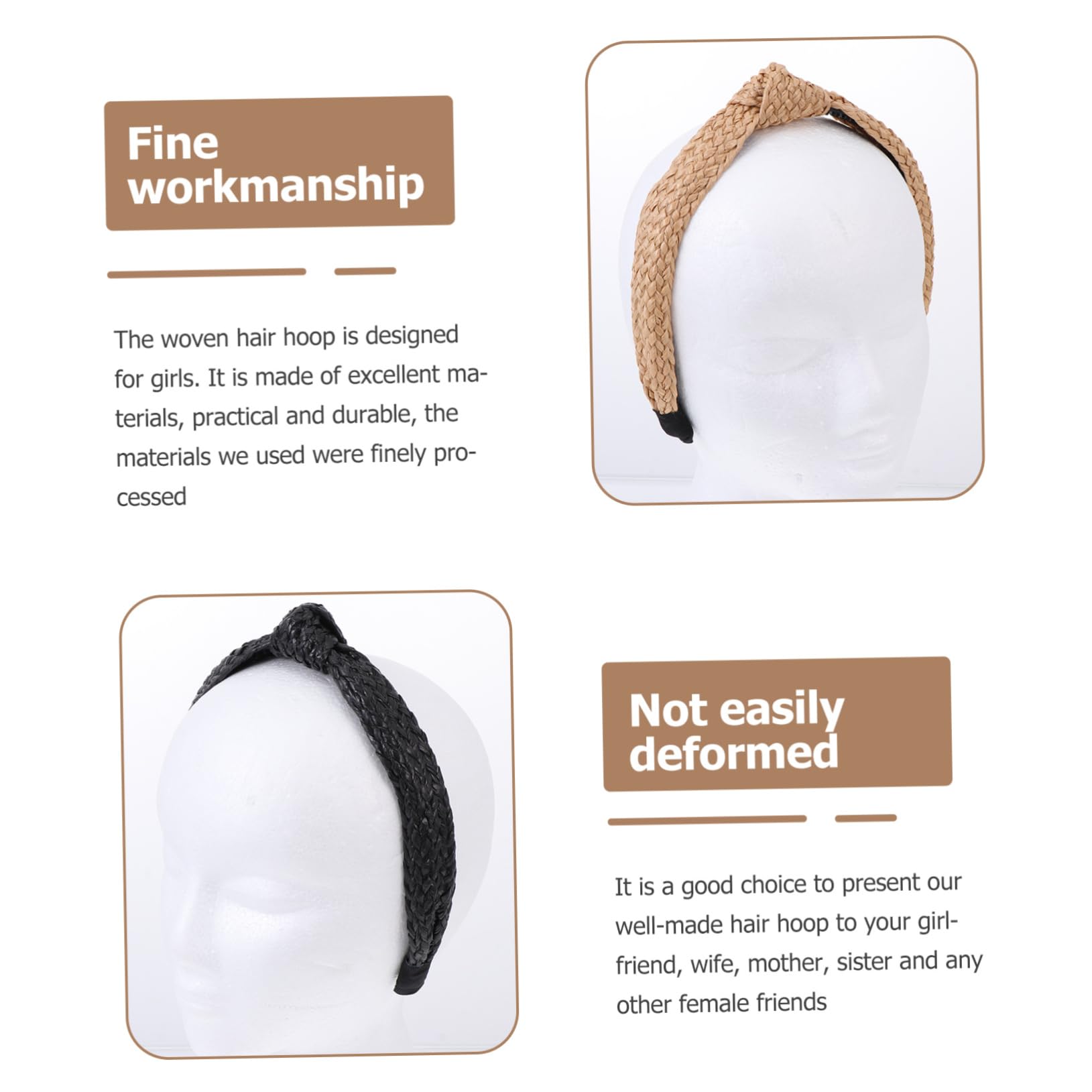 FRCOLOR 4 Juegos De Diademas Dentadas Con Estilo Anudadas Anchas Y Trenzadas Elegantes Accesorios Para El Cabello Femenino 2 Unidades X 4