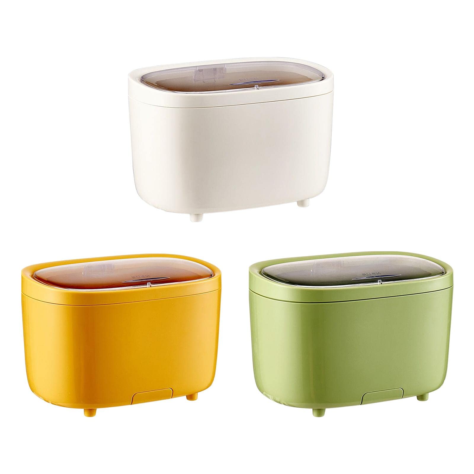 CLUB BOLLYWOOD Mini Trash Can For Desk Portable With Lid For Bathroom Countertop Kitchen White | Trash Cans & Wastebaskets | Home & Garden | Household Supplies & Cleaning | Trash Cans & Wastebaskets 2