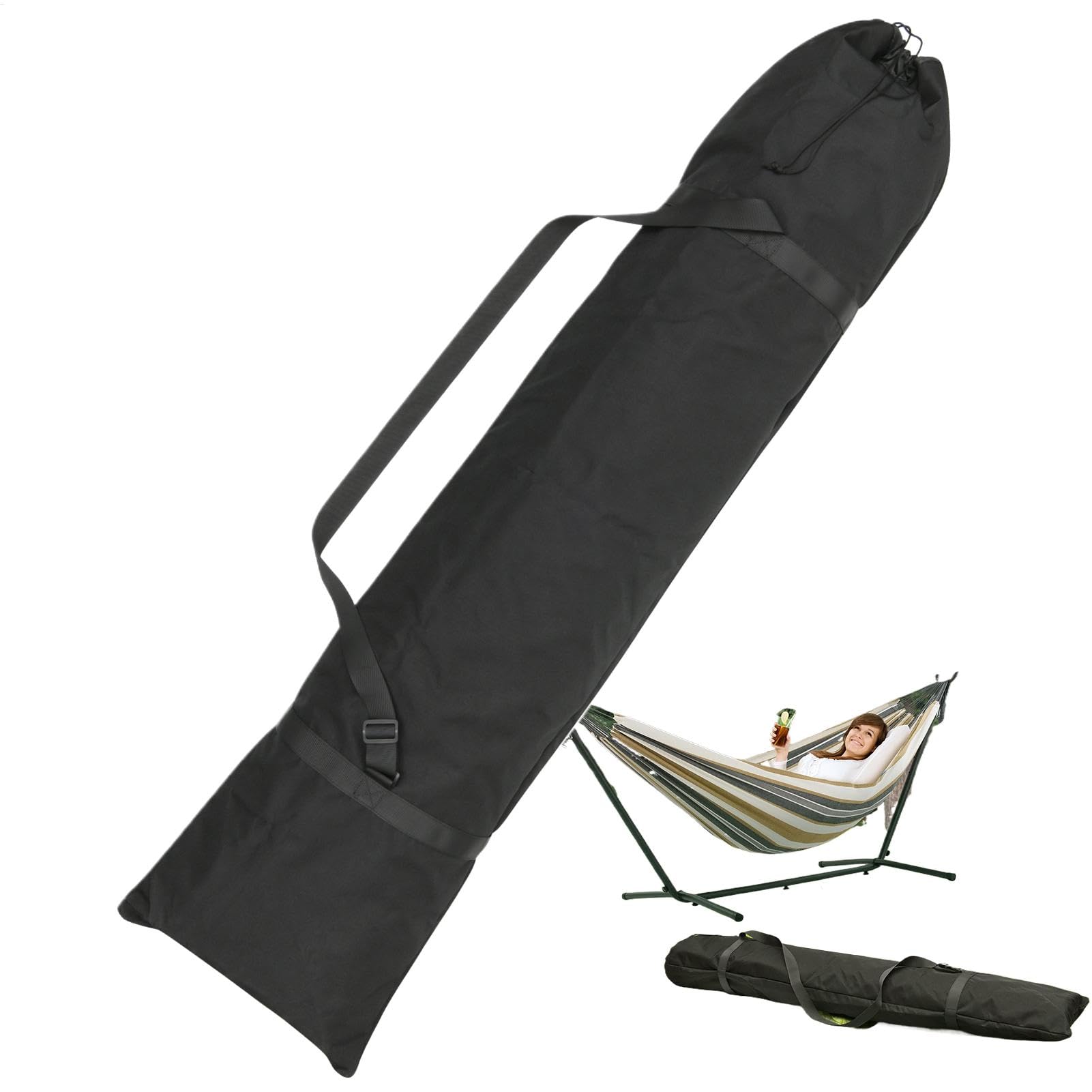 Bolsa de soporte para hamaca, soporte para hamaca de alto rendimiento con mango ajustable, organizador multifuncional y bolsa de alfombras, cordón grande para almacenamiento