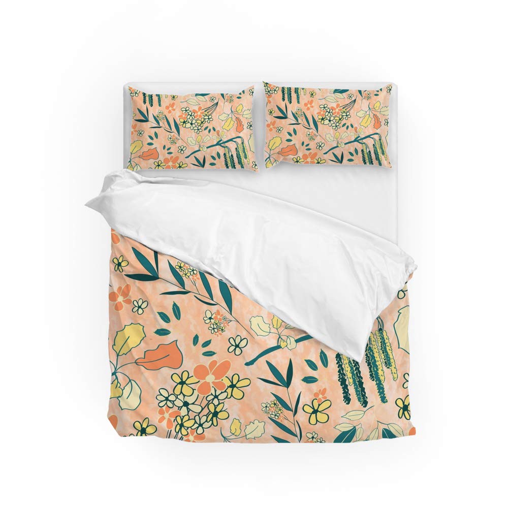 Parure de lit toutes saisons king size en polyester premium au motif floral
