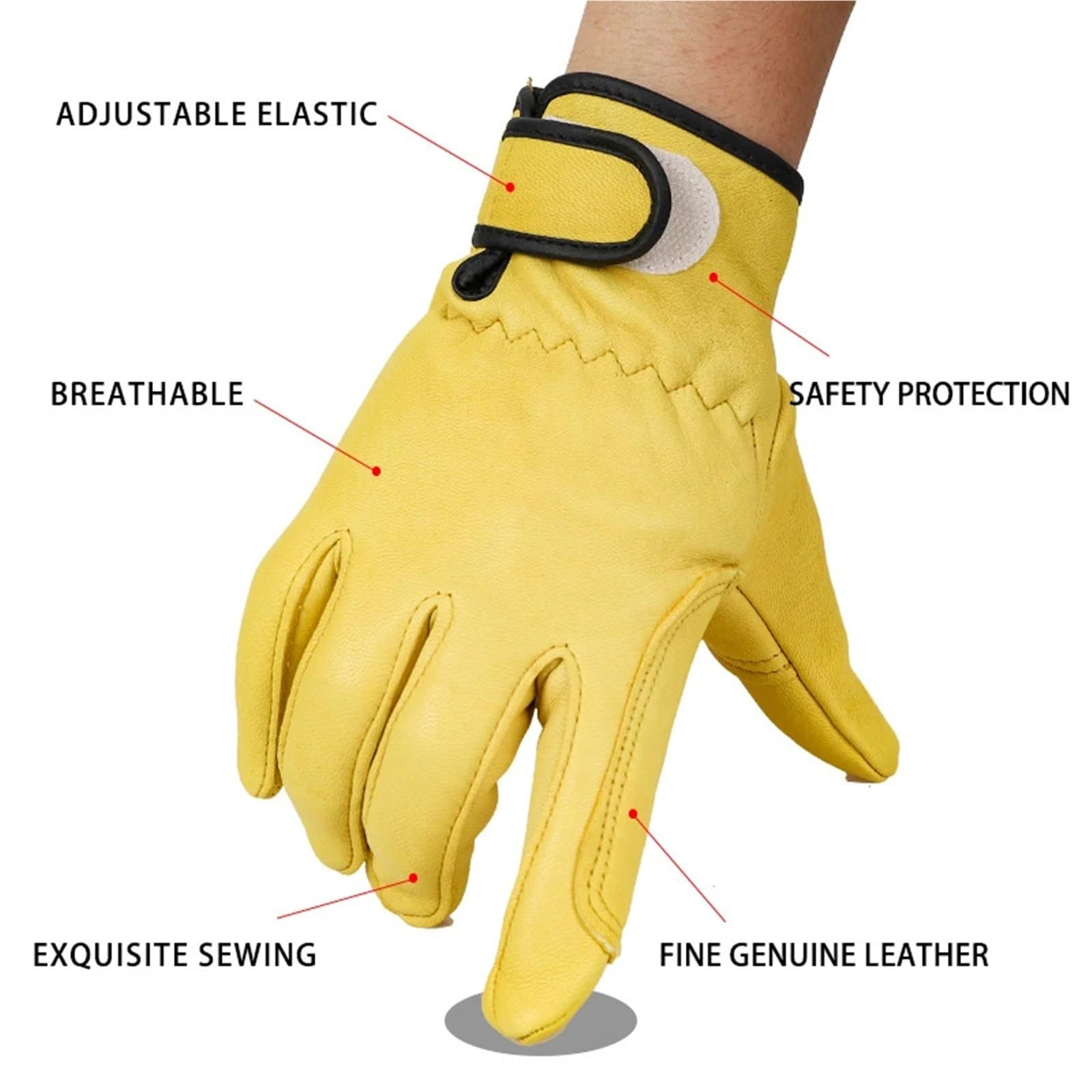 Genérico Guantes de trabajo de piel de oveja suave y gruesa for hombre, juego de guantes de seguridad de cuero industrial de 5 piezas(A9,L)