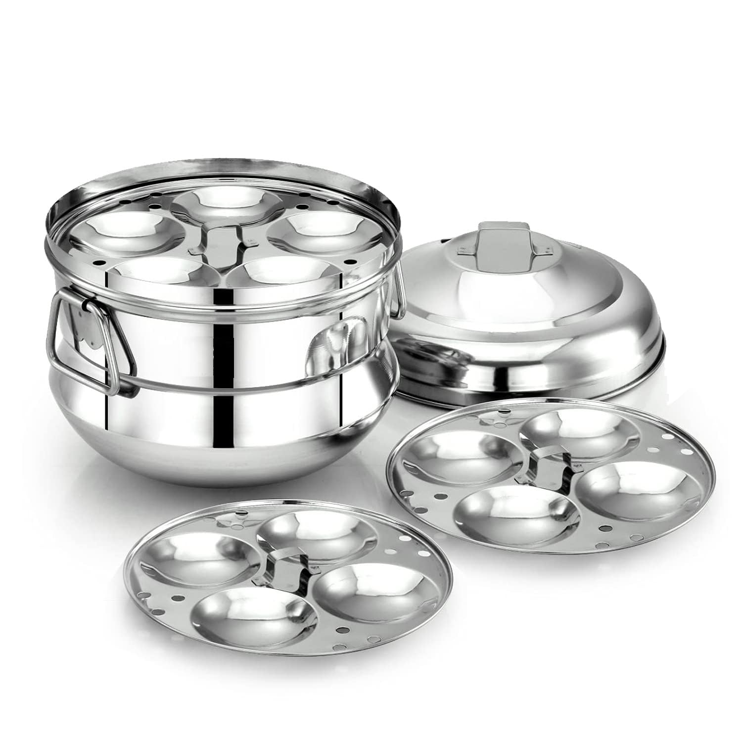 Export Store Stainless Steel Idli Cooker/Idli Maker - 3 Plates | Makes 13 Idlis at a Time | Silver Finish With Modern Design | Gas Stove & Induction Compatible