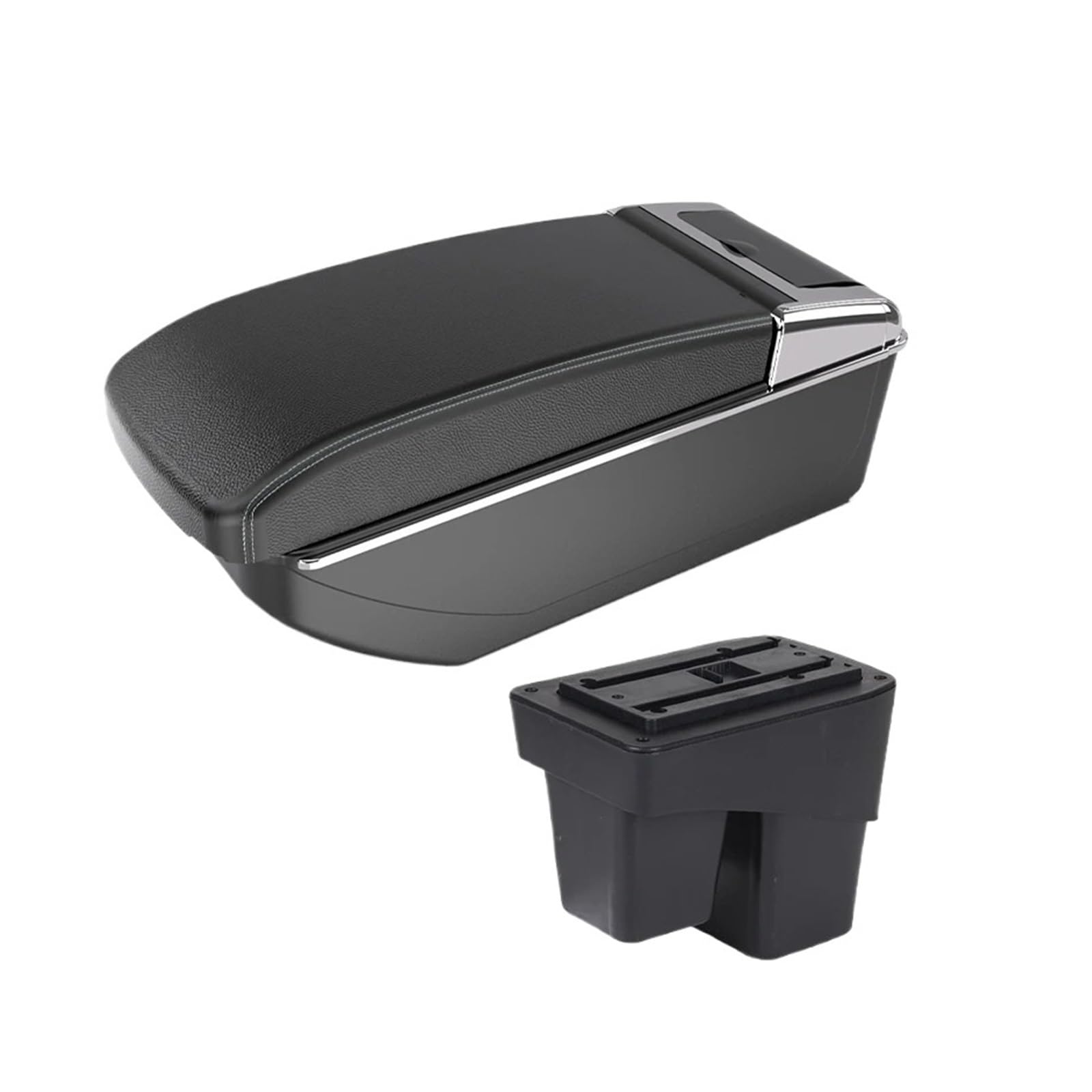 Umdjju B3 Black White Nousb For Jazz/For Fit 2015 2016 2017 2018 2019 2020 Armrest Car Box Retrofit Parts Interior Storage 3Usb Car Centre Console Armrest Box(B3 Black White Nousb)