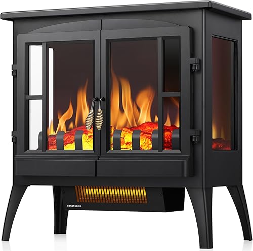 Calentador de chimenea eléctrico, calentador de chimenea independiente con llama realista, protección de seguridad contra sobrecalentamiento,