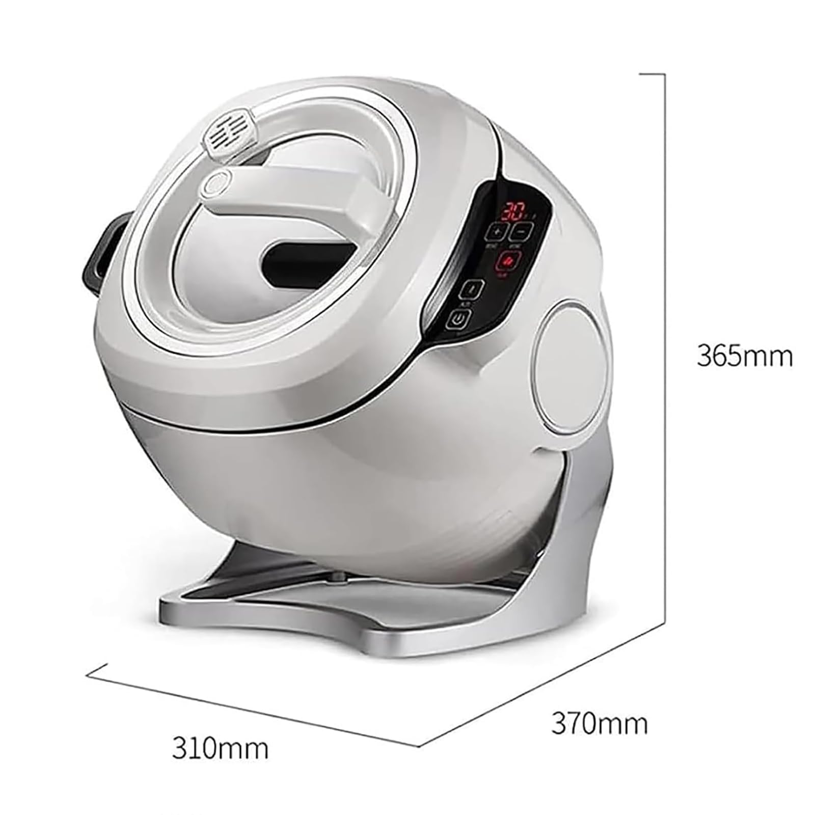 Robot da cucina commerciale da 2000 W, macchina da cucina automatica da 6,34 litri, 3 velocità e avvio intelligente con un clic, rotazione automatica a 360°, per fritture e stufati