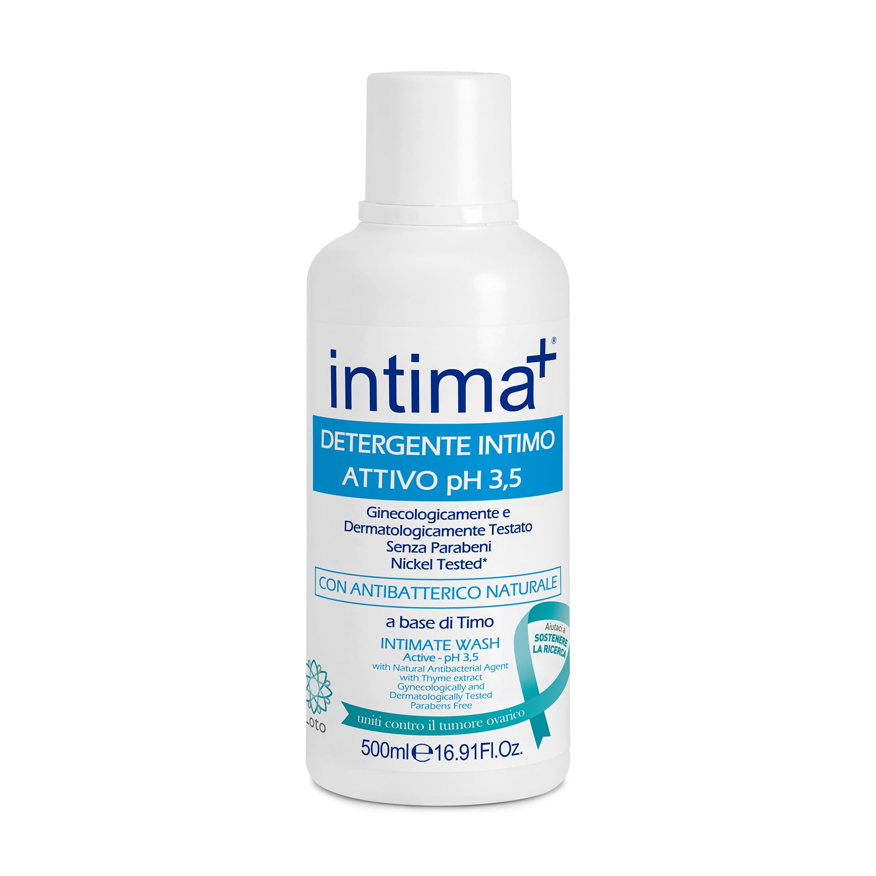 Intima+ | Detergente Intimo Attivo pH 3.5 con Antibatterico Naturale, a Base di Timo, 4 x 500ml