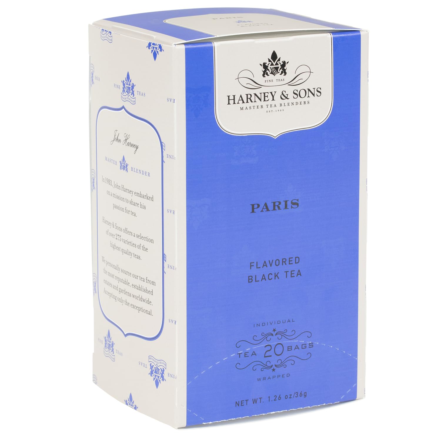 Harney & Sons Paris Black Tea, Box of 20 Teabags | Fruity Vanilla & Caramel Blend with Hint of Lemony Bergamot