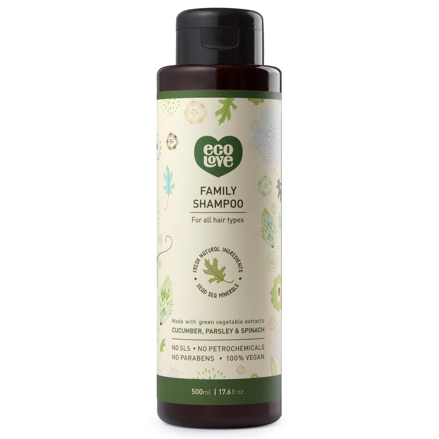 ECO LOVE Shampoo Family Cucumber Parsley Spinach Extracts, 500 ML