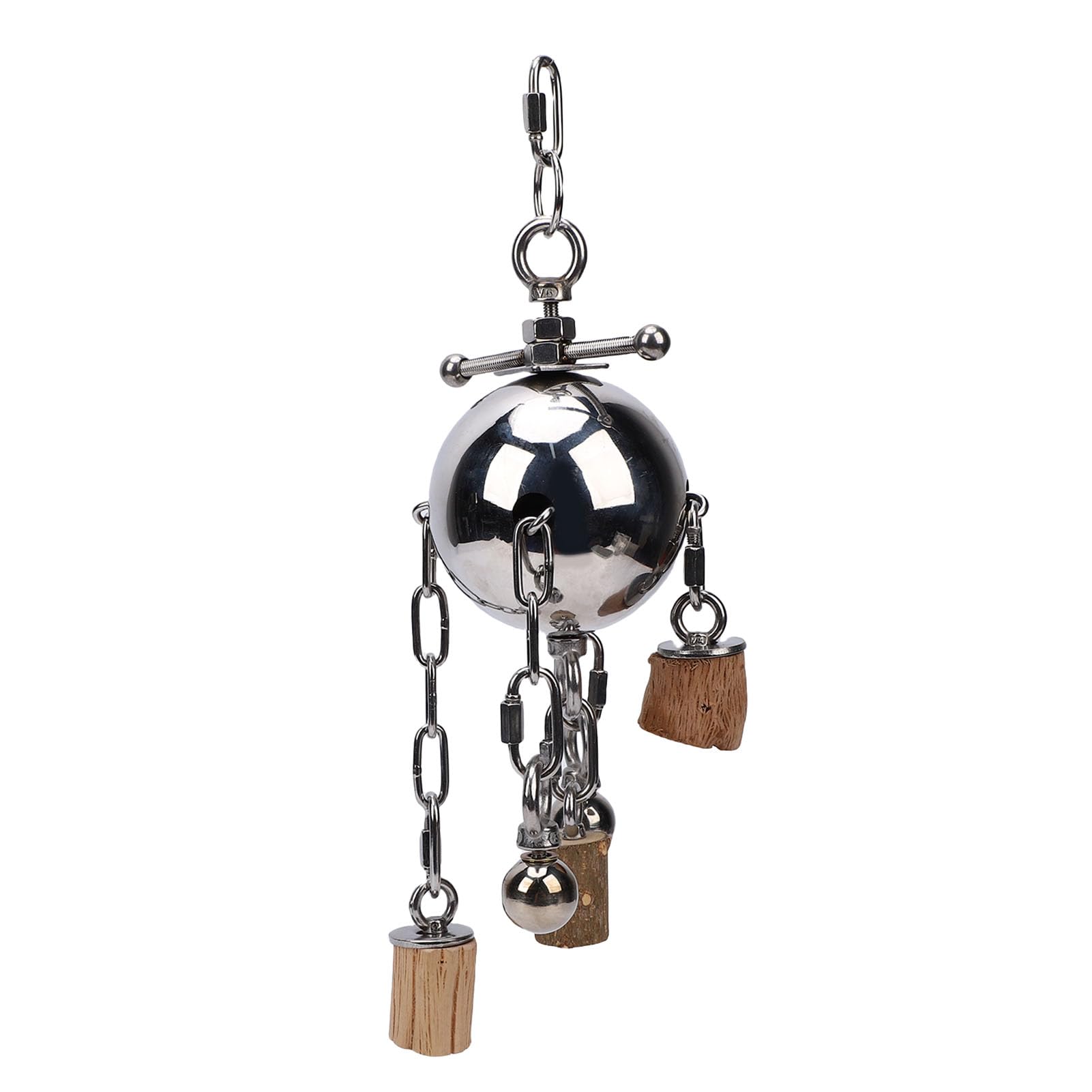 Topiky Jouet à Mâcher Suspendu en Acier Inoxydable, avec Cloche, pour Perroquets de Grande et Moyenne Taille, Enrichissement de la Cage, Soulagement de l'anxiété, Jeu Interactif