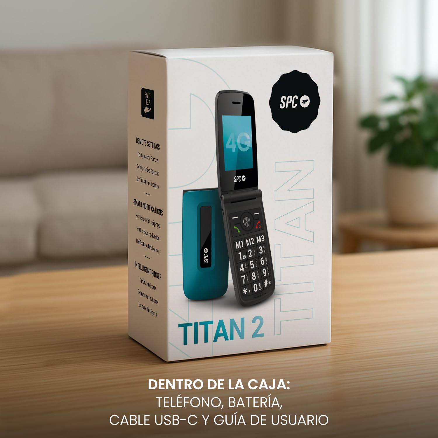 SPC Titan 2 + Cargador 20W | Teléfono móvil de para Mayores con Teclas Grandes, 4G, Timbre Alto, 2,4” | Fácil de Usar y configuración remota | 3 memorias directas | 7 días batería | Azul