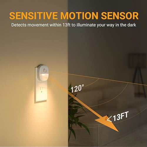 Miniatura 2 de Lyridz Luz nocturna con sensor de movimiento para interiores, luz nocturna brillante con sensor de atardecer a amanecer, luces LED de noche